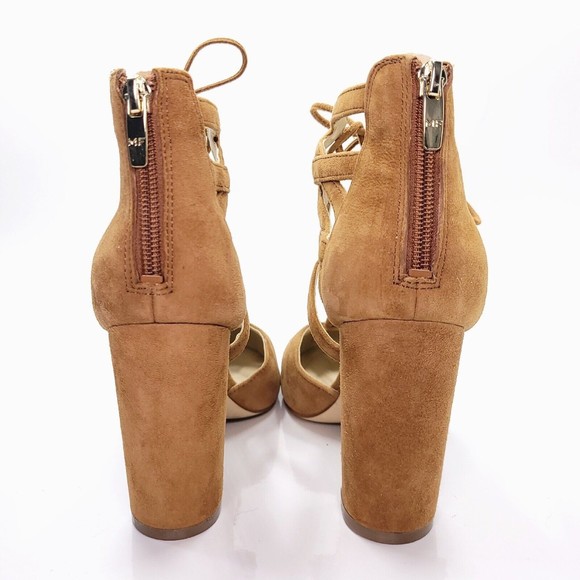 Marc Fisher Shellie Lace Up D'Orsay High Heel Pump Tan Brown Suede Leather Sz 6 - Picture 4 of 12